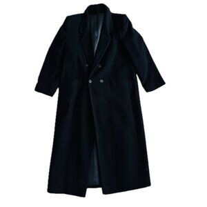 Fleurette of California 100% Cashmere Black Duster Trench Coat Pea Coat Women 2X